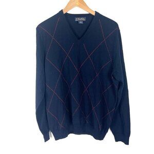 Brooks Brothers Extra Fine Italian Merino Wool Sweater sz M Argyle Pull Over